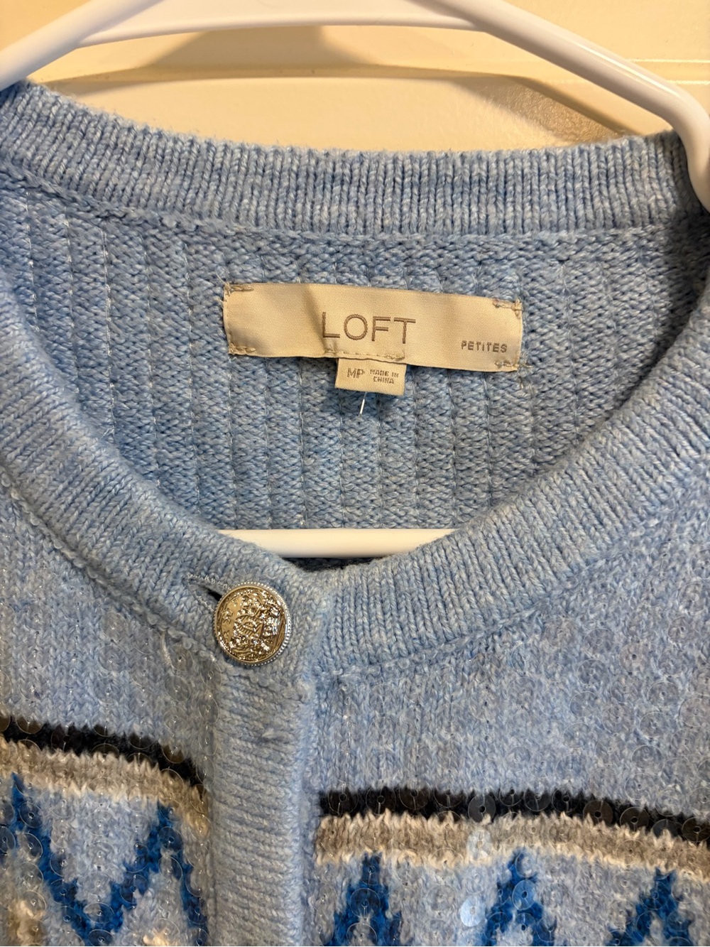 Loft Sequin Fair Isle Sweater Jacket - Picture 3 of 5